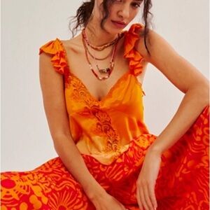 Free People Harmony Lace Top in Sunrise